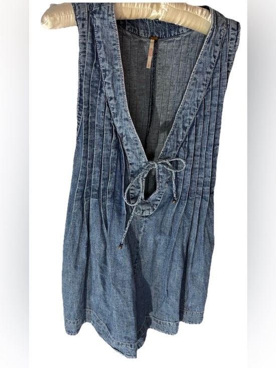 Free People Pants - Free People Denim Webster Romper Blue  Women's Small Sleeveless Pintuck